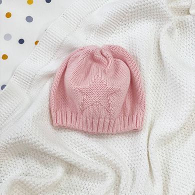 Шапочка вязана із зіркою пудра &mdash; купити в Bubbleshop