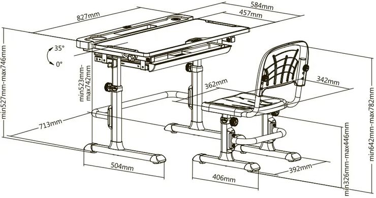 Комплект парта + стул трансформеры Cubby DISA GREY 982795519 фото