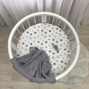Простирадло дитяче Старс сіро-бежевий 70х70 &mdash; купити в Bubbleshop