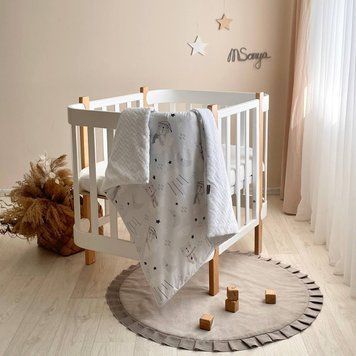 Плед-конверт з ковдрою на на Minky/косичка Коти у хмарах сірий &mdash; купити в Bubbleshop