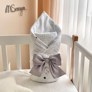 Плед-конверт з ковдрою на на Minky/косичка Коти у хмарах сірий &mdash; купити в Bubbleshop
