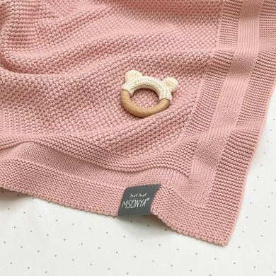 Плед вязаний Рогожка пудра &mdash; купити в Bubbleshop