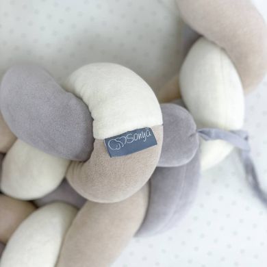 Бортик-коса бежевий/молочний/сірий &mdash; купити в Bubbleshop