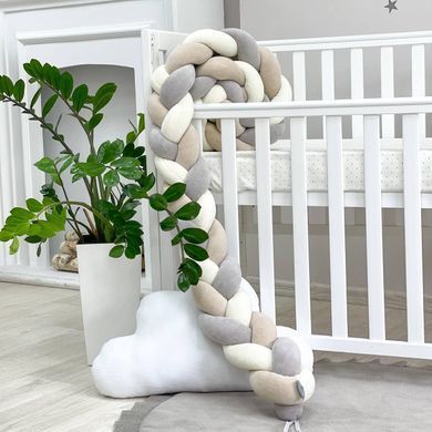 Бортик-коса бежевий/молочний/сірий &mdash; купити в Bubbleshop