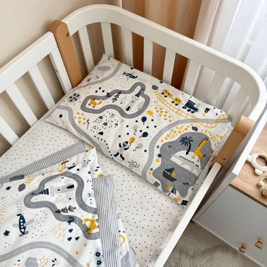 Змінна постіль Baby Mix Залізна дорога жовтий &mdash; купити в Bubbleshop