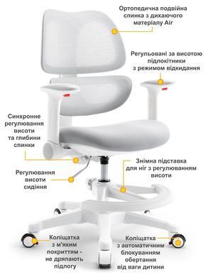 Дитяче ортопедичне крісло Mealux Dream Air Grey &mdash; купити в Bubbleshop