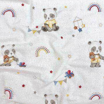 Пелюшка фланель Панди з іграшками бежеві &mdash; купити в Bubbleshop