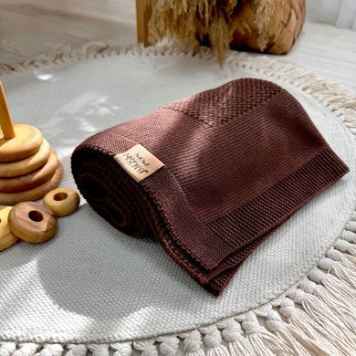 Плед вязаний Рогожка new шоколад &mdash; купити в Bubbleshop