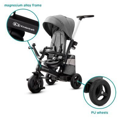 Трехколесный велосипед Kinderkraft Easytwist Platinum Grey (KKRETWIGRY0000) &mdash; купити в Bubbleshop