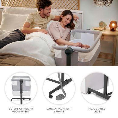 Приставне ліжко-люлька Kinderkraft Nestee Up 2 Light Grey (KLNEE002LGR0000) &mdash; купити в Bubbleshop