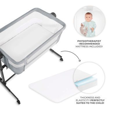 Приставне ліжко-люлька Kinderkraft Nestee Up 2 Light Grey (KLNEE002LGR0000) &mdash; купити в Bubbleshop