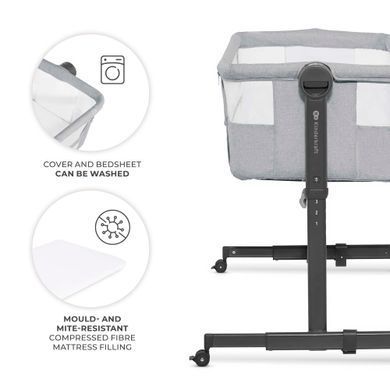 Приставне ліжко-люлька Kinderkraft Nestee Up 2 Light Grey (KLNEE002LGR0000) &mdash; купити в Bubbleshop