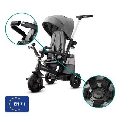Трехколесный велосипед Kinderkraft Easytwist Platinum Grey (KKRETWIGRY0000) &mdash; купити в Bubbleshop